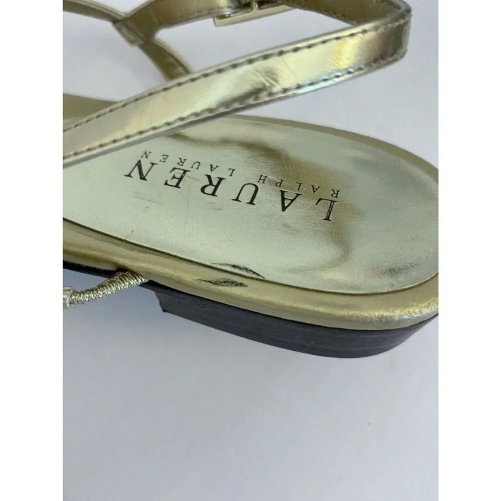 Lauren Ralph Lauren Women's Gold Metallic LRL Sandals 8.5M